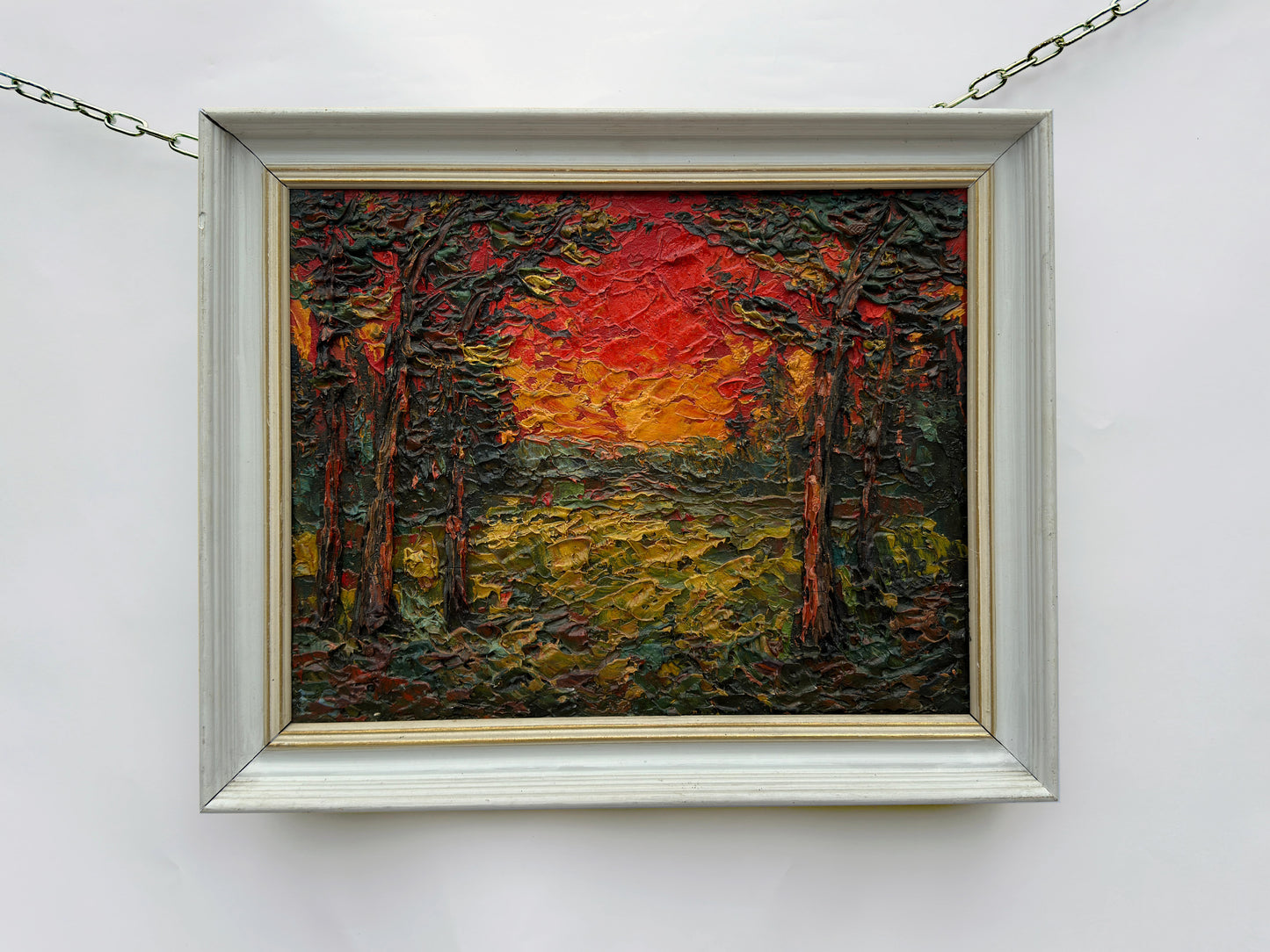 Textured Painting of a Woodland Sunset