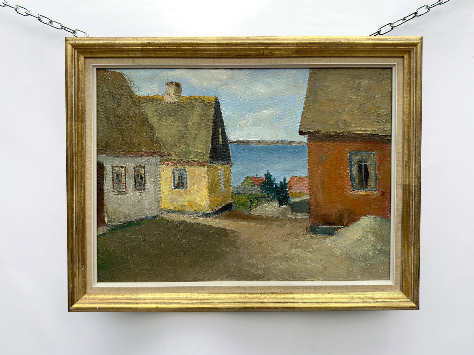 Landscape Painting of Seaside Cottages