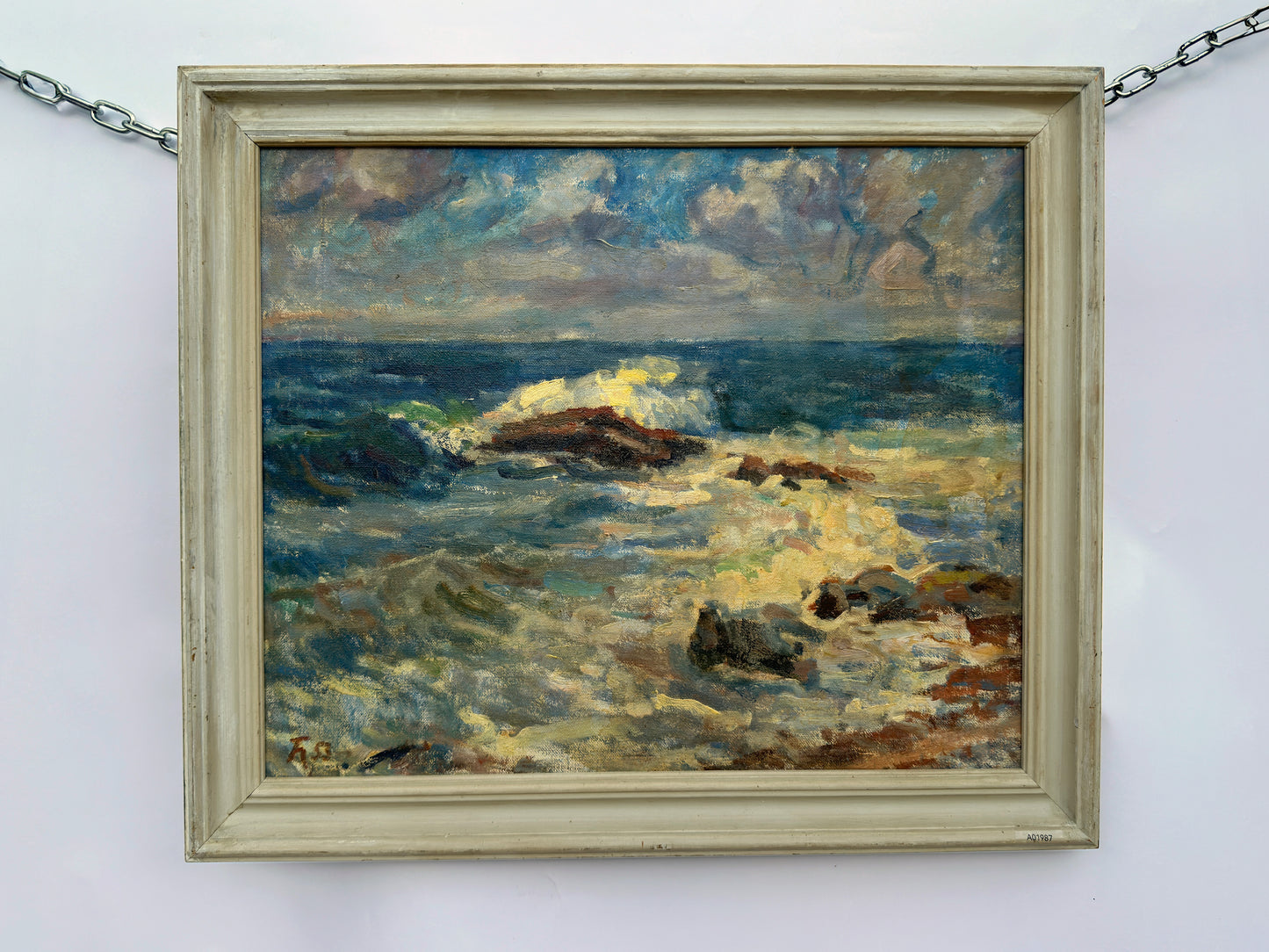 Painting of Crashing Waves on the Coast