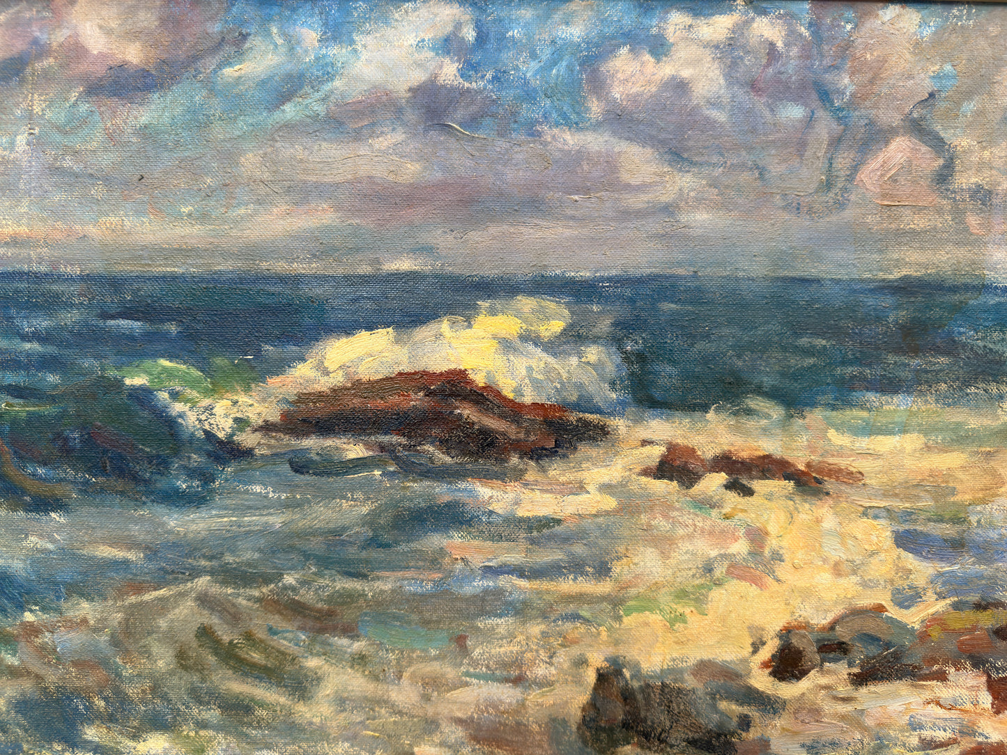 Painting of Crashing Waves on the Coast