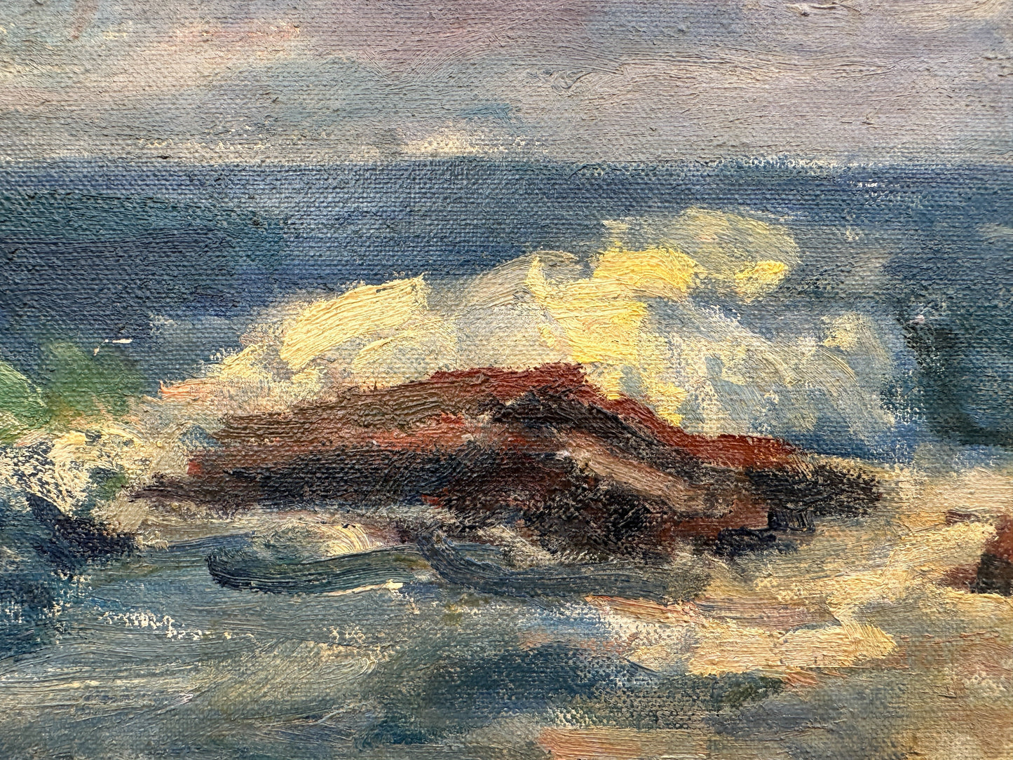 Painting of Crashing Waves on the Coast