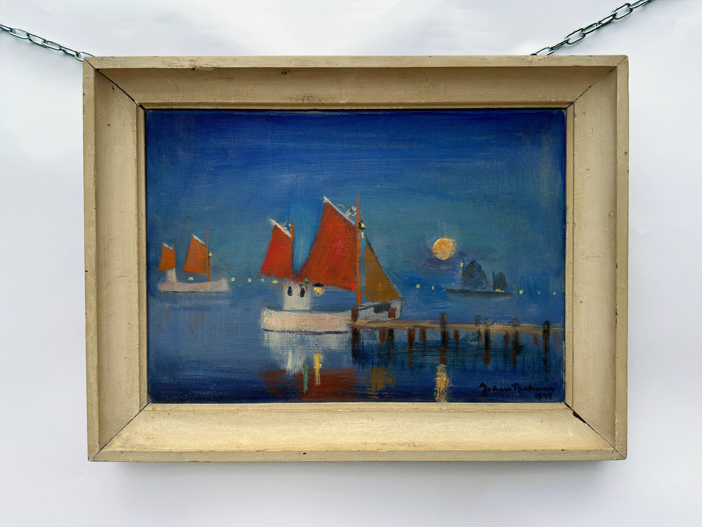 Painting of a Sail Boat at Dusk