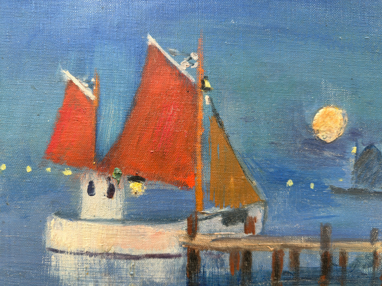 Painting of a Sail Boat at Dusk