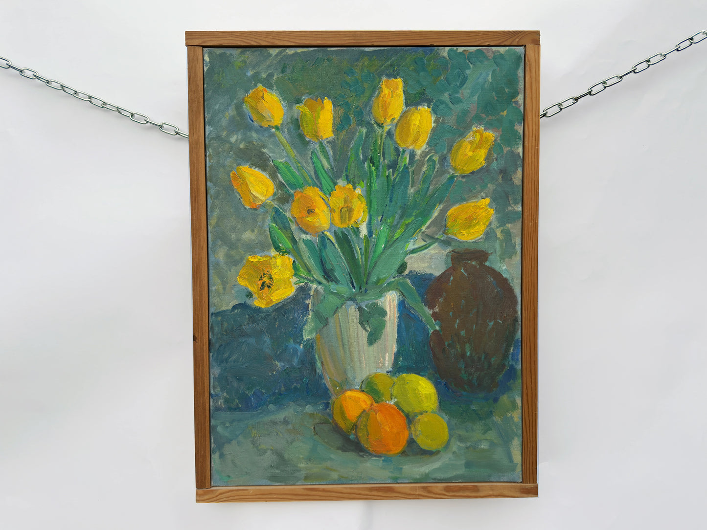 Still life Painting of Tulips and Citrus Fruits