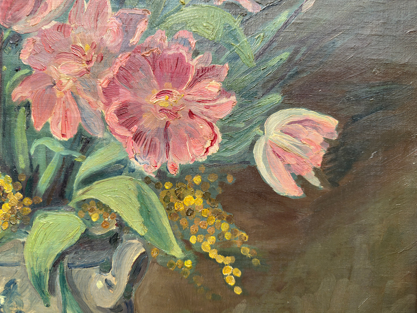 Still Life of Pink Flowers and Fruit