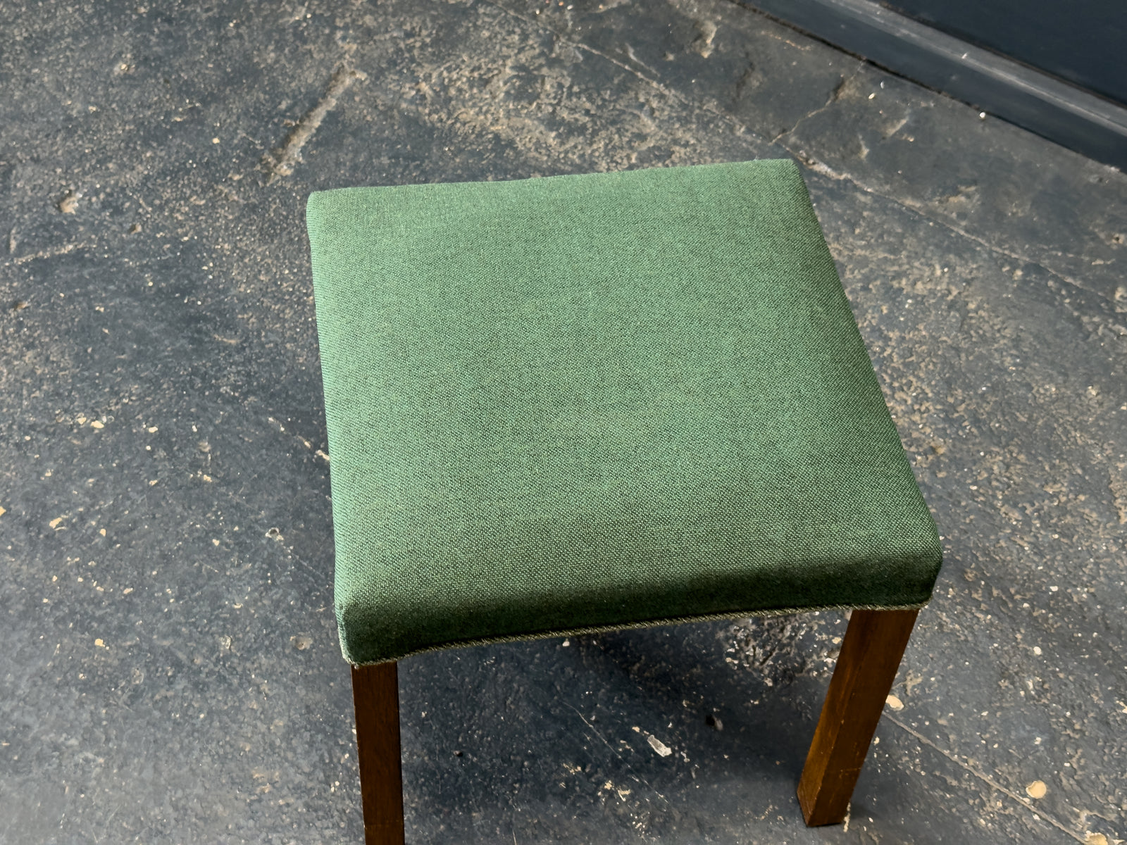 Green and Oak Upholstered Stool