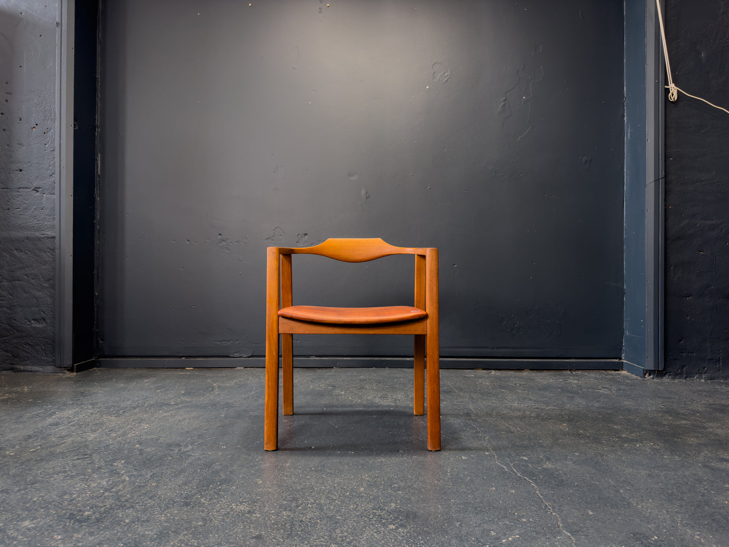 Red Leather and Teak Chair