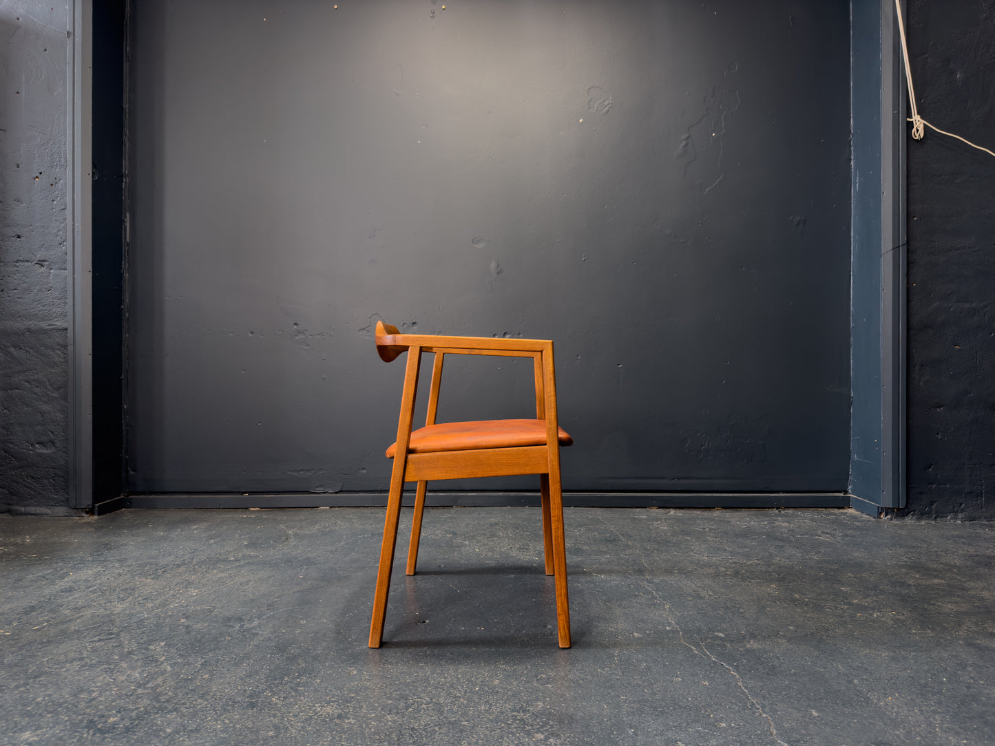 Red Leather and Teak Chair