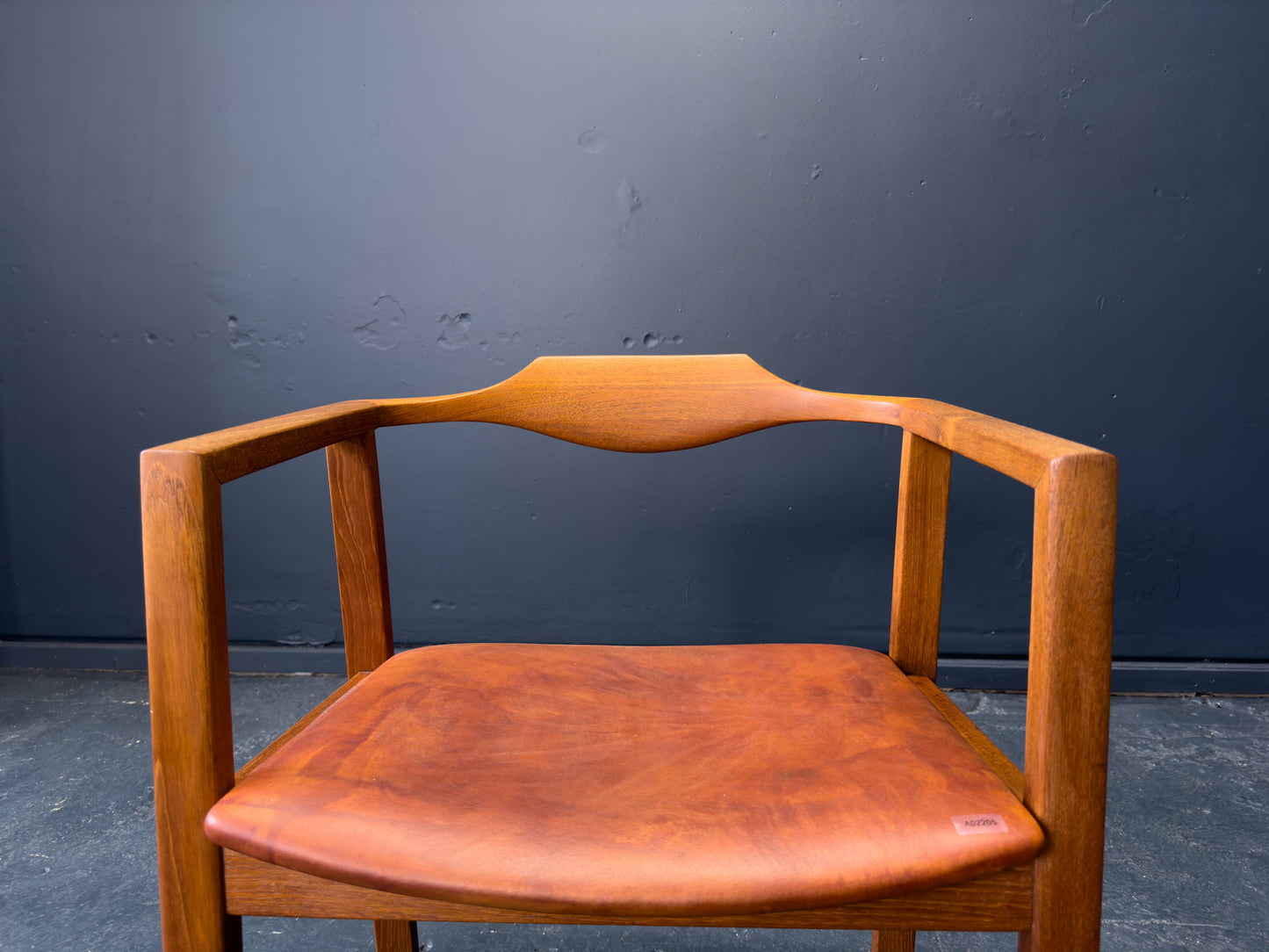 Red Leather and Teak Chair