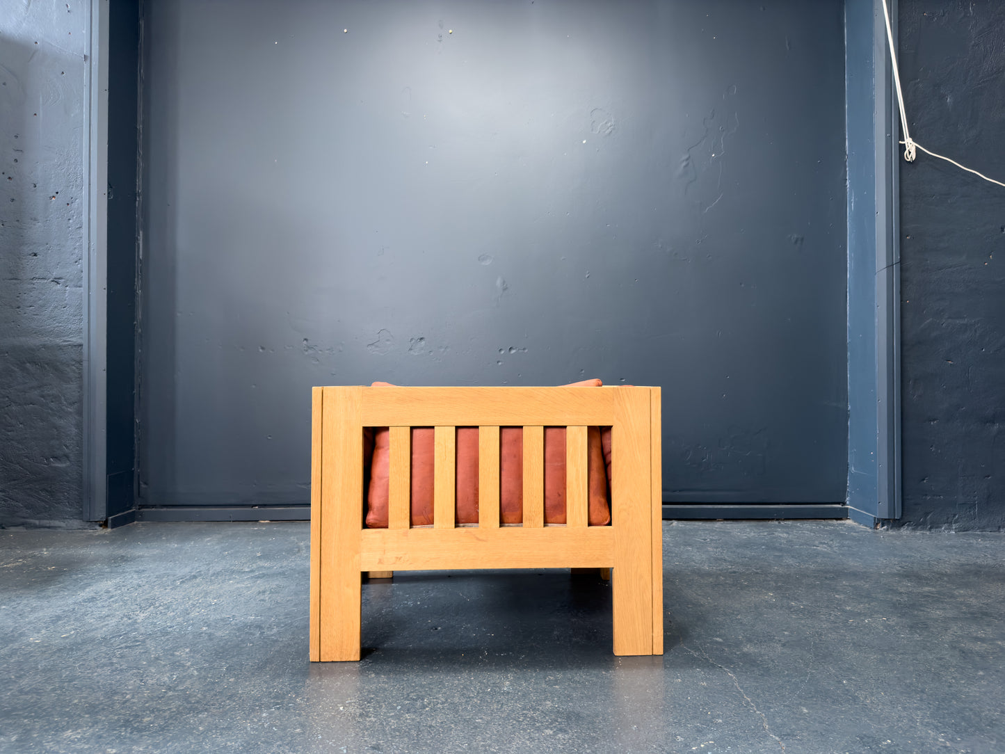 Tage Poulsen Red Leather and Oak Chair