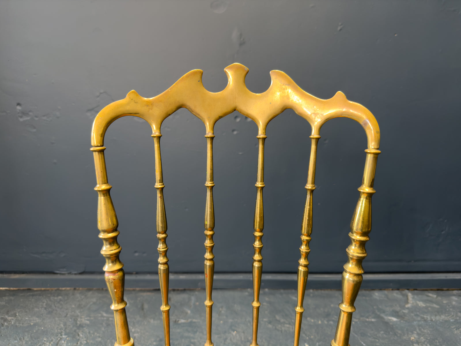 Brass and Tan Leather Chair