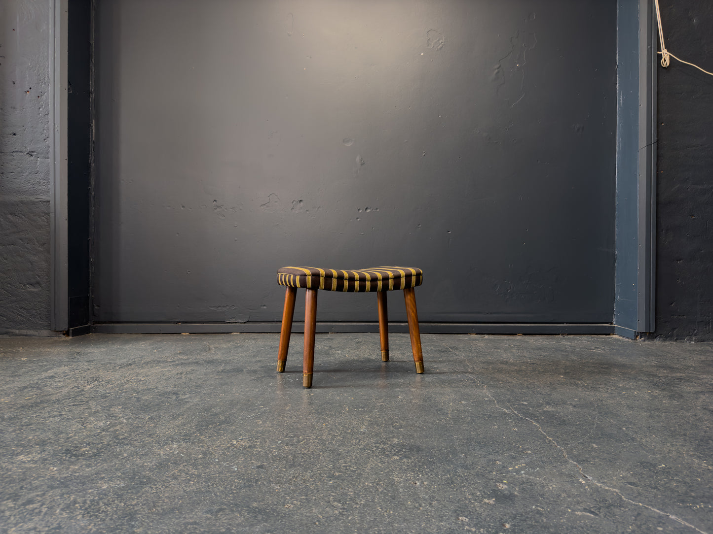 Striped Upholstered Footstool