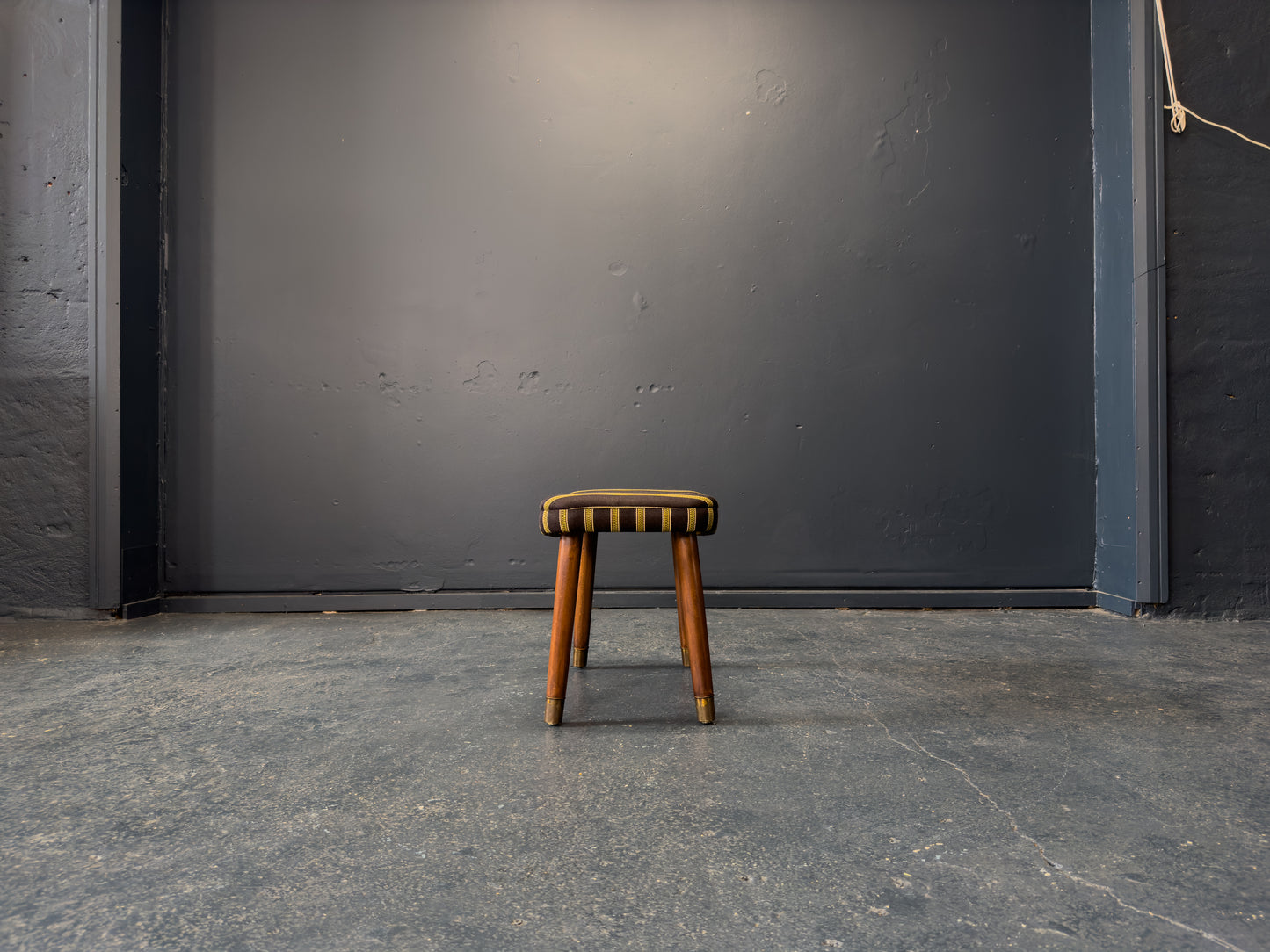 Striped Upholstered Footstool