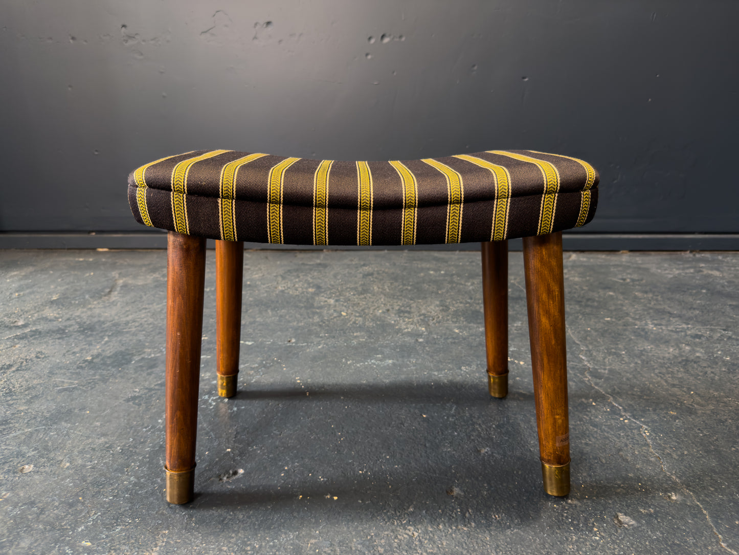 Striped Upholstered Footstool