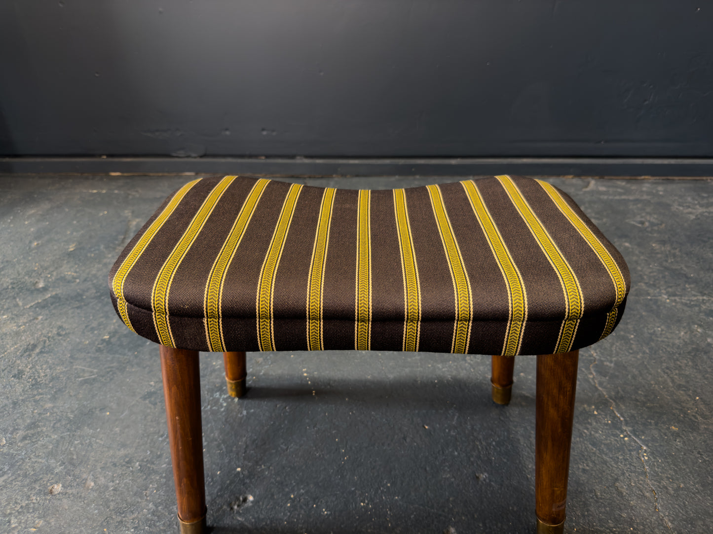 Striped Upholstered Footstool