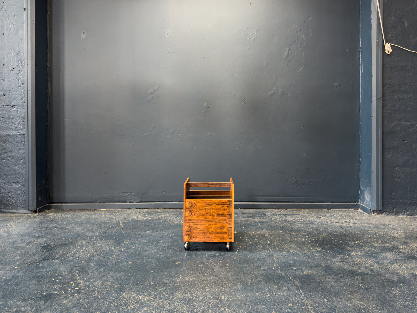 Rolf Hesland Rosewood Magazine & Record Rack on Wheels