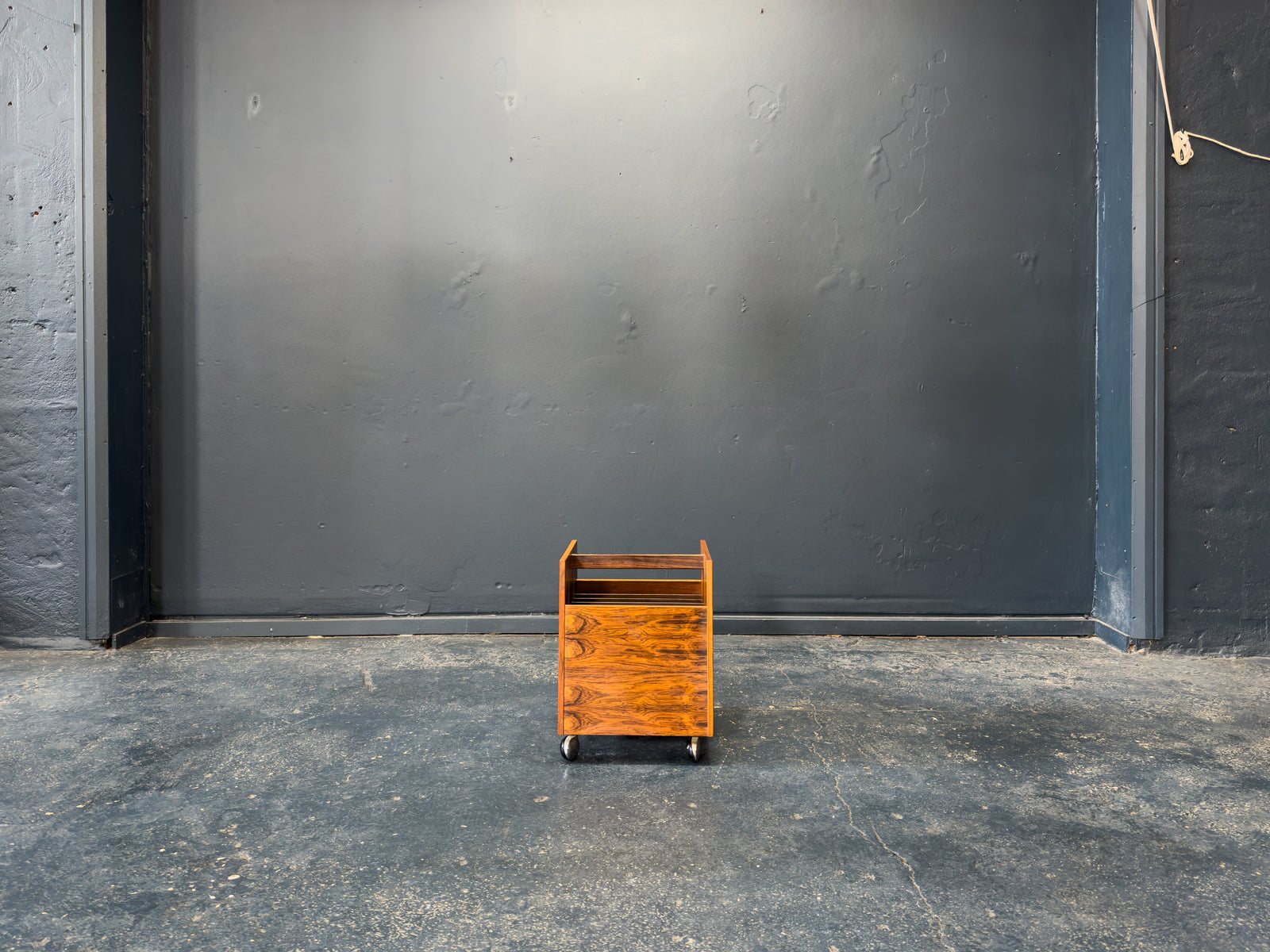 Rolf Hesland Rosewood Magazine & Record Rack on Wheels