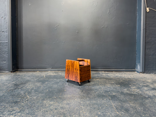 Rolf Hesland Rosewood Magazine & Record Rack on Wheels