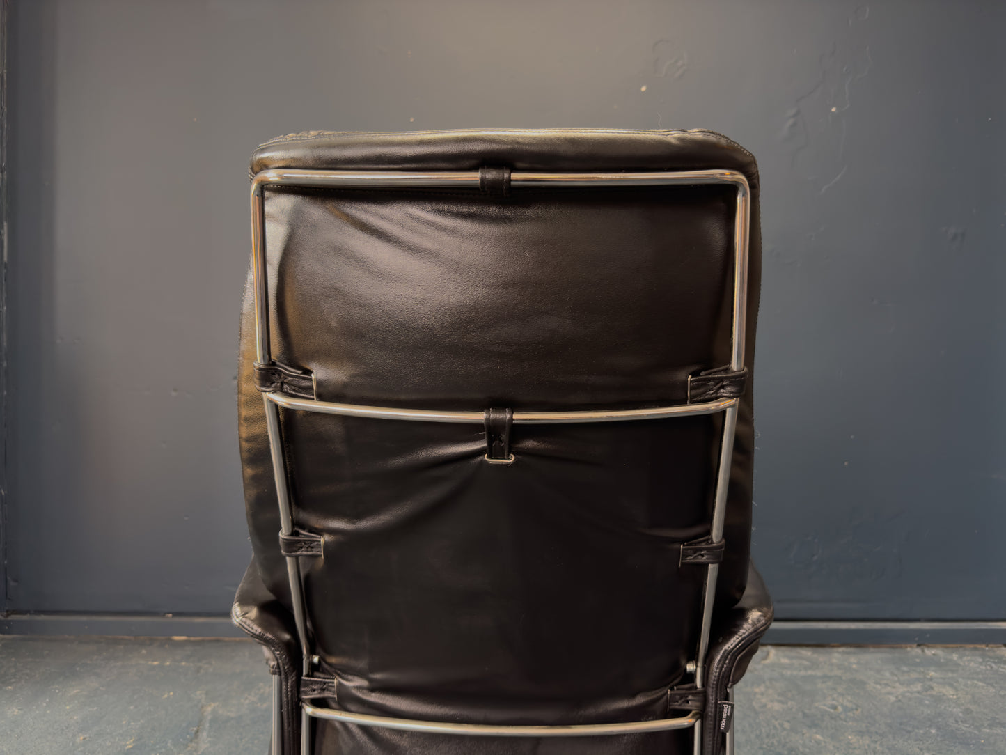 Black Leather Swivel Chair with Matching Footstool