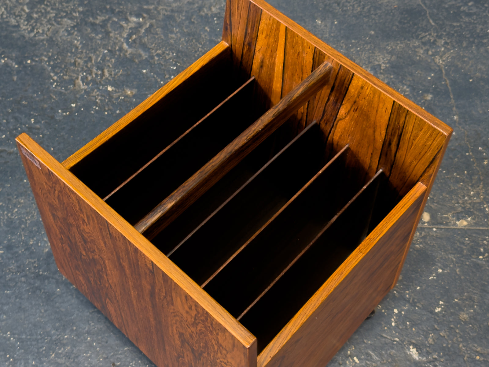 Rolf Hesland Rosewood Magazine & Record Rack on Wheels