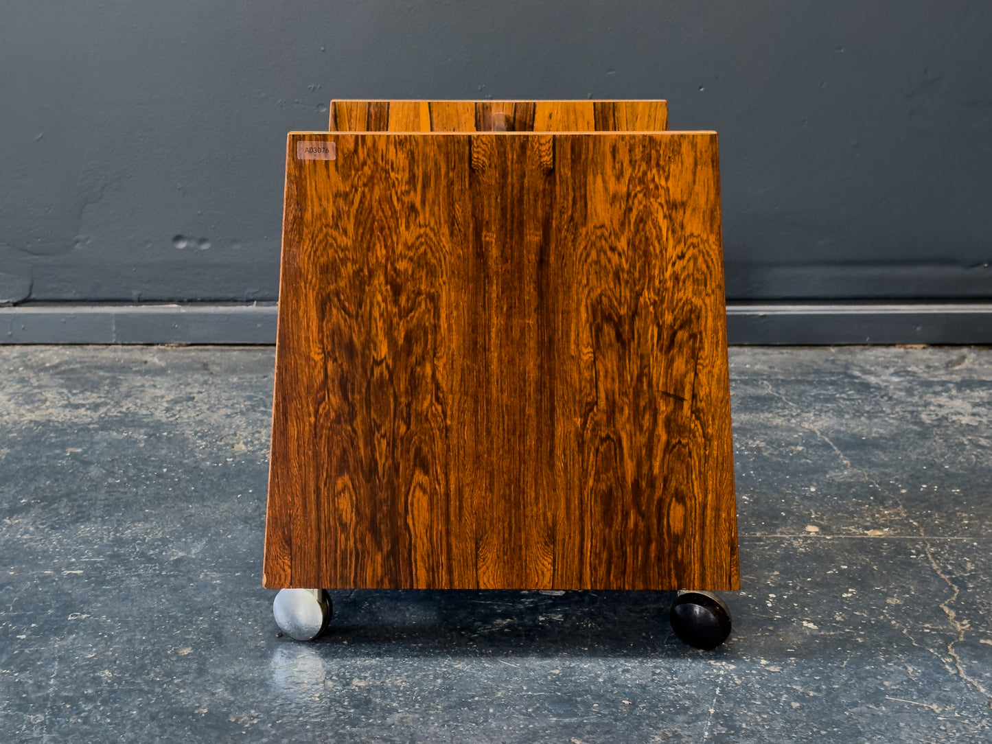 Rolf Hesland Rosewood Magazine & Record Rack on Wheels