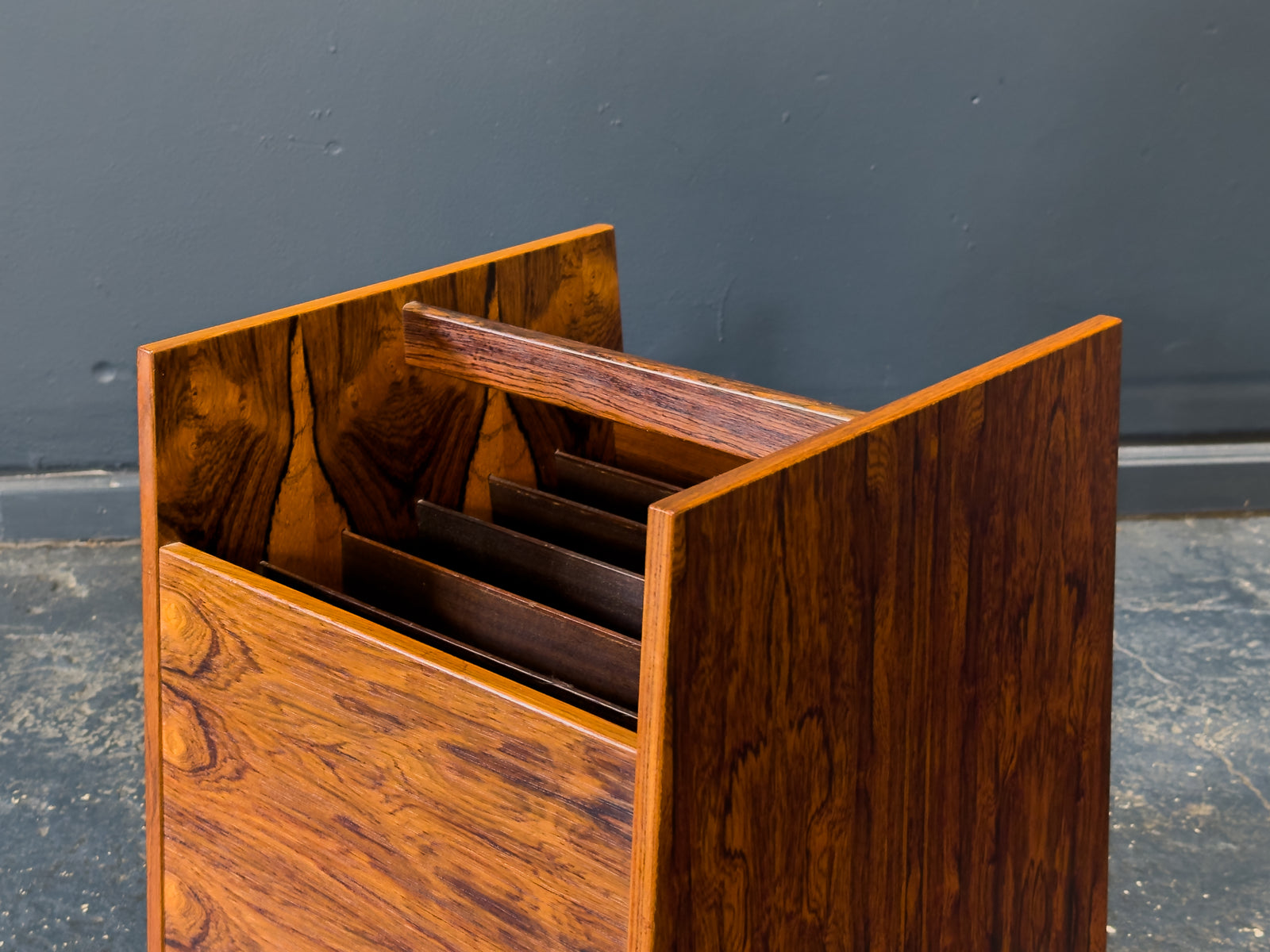 Rolf Hesland Rosewood Magazine & Record Rack on Wheels