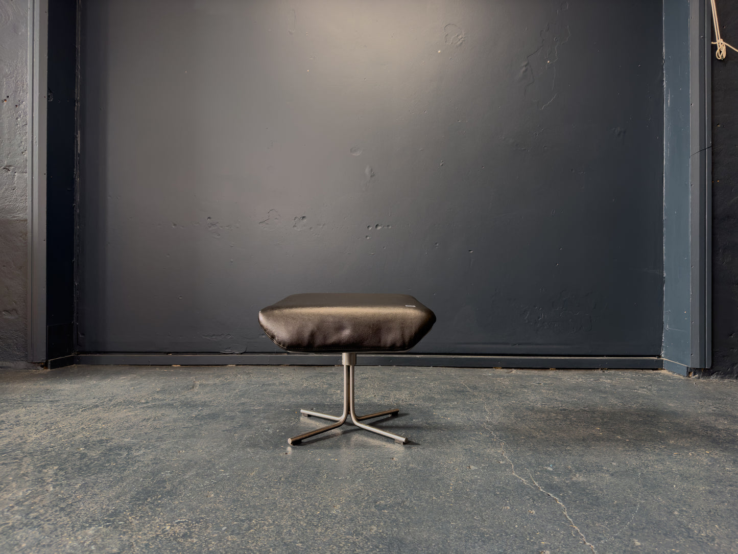 Black Leather Swivel Chair with Matching Footstool