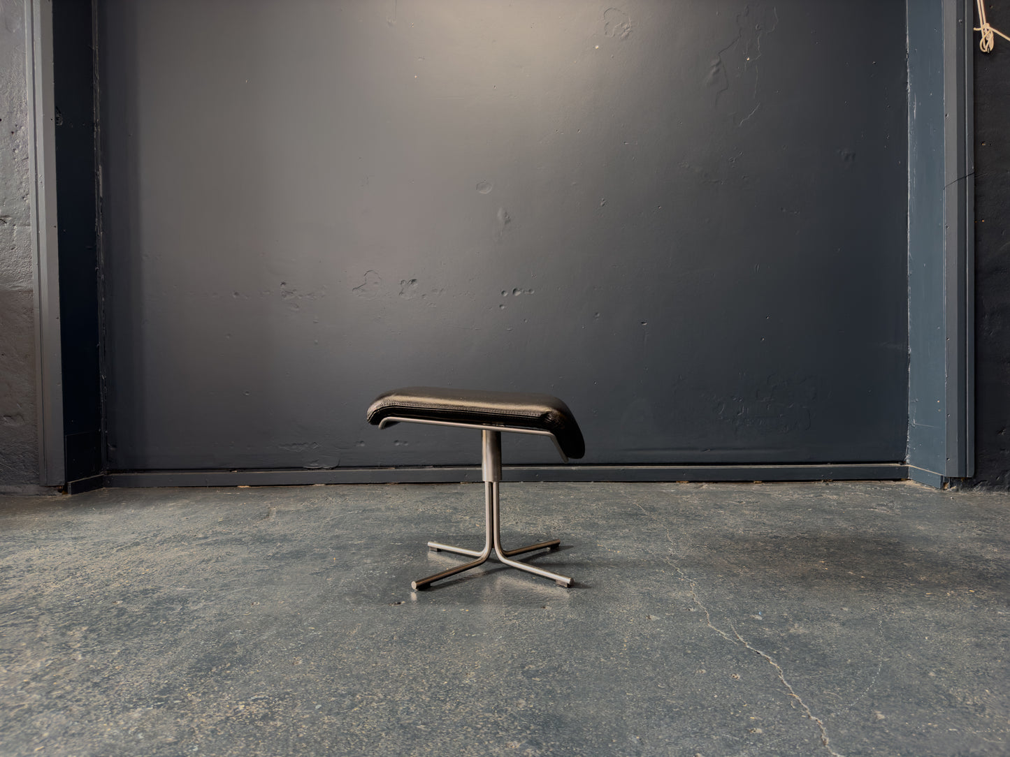 Black Leather Swivel Chair with Matching Footstool