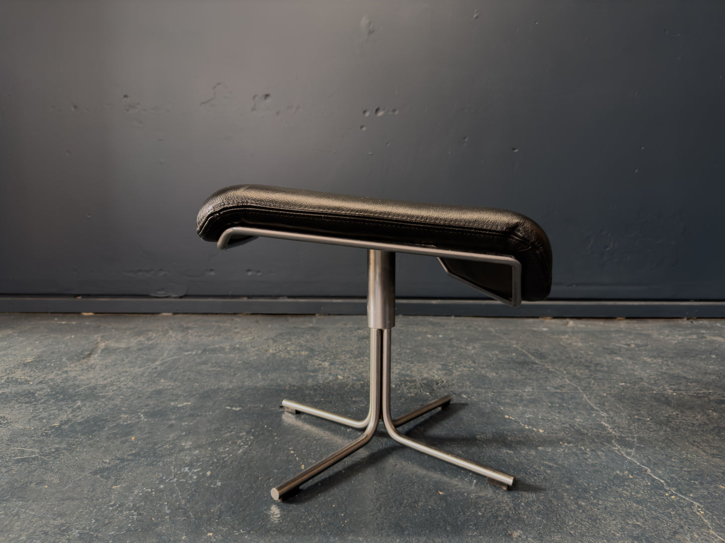 Black Leather Swivel Chair with Matching Footstool