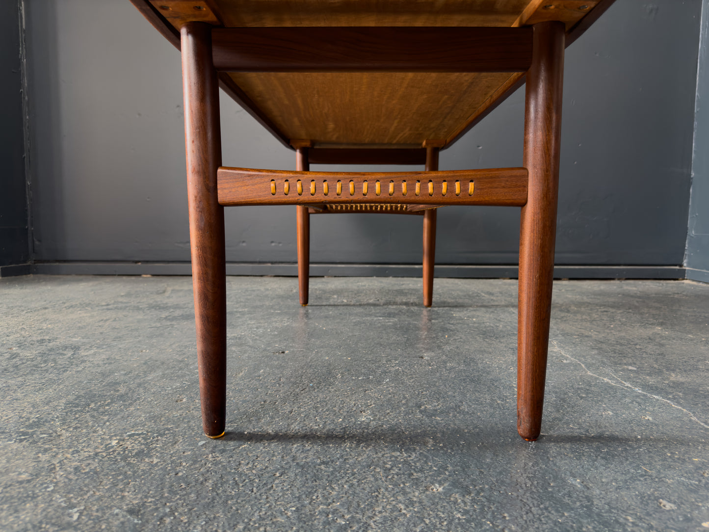 Large Teak and Rattan Coffee Table