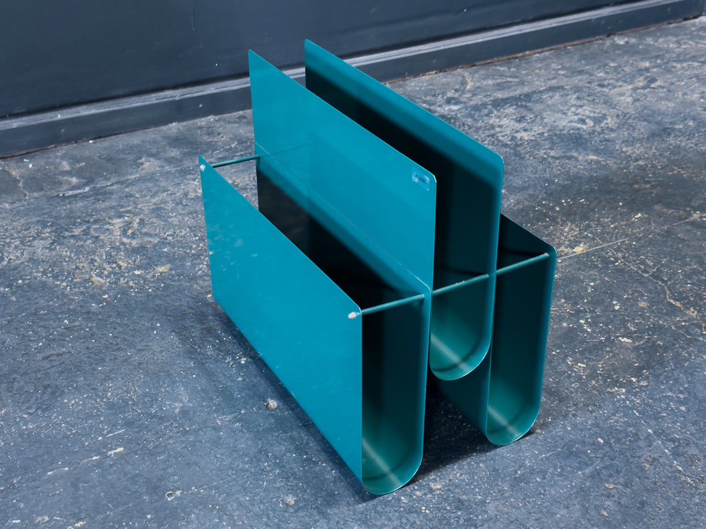 Teal Metal Magazine Rack