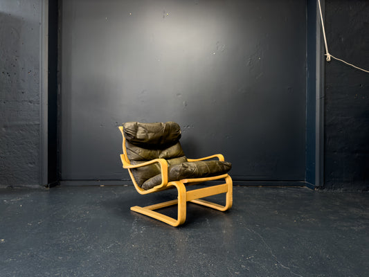 Leather and Beech Armchair