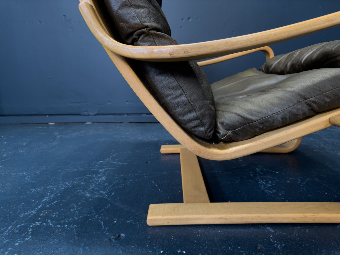 Leather and Beech Armchair