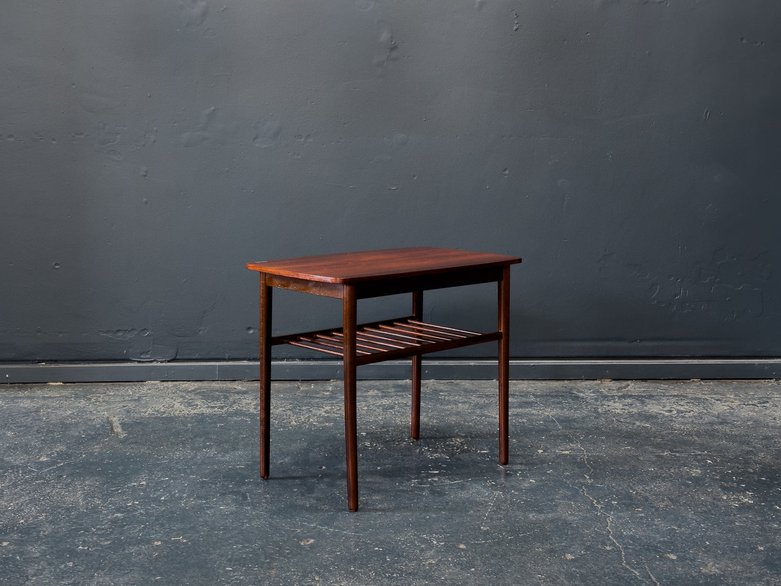 Rosewood Side Table with Slatted Shelf