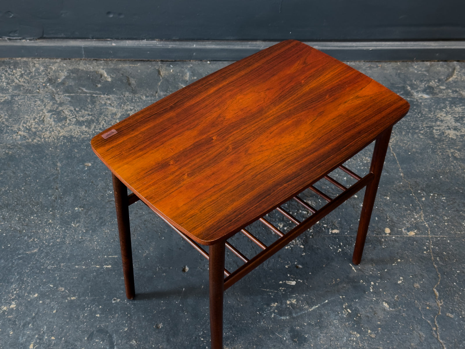 Rosewood Side Table with Slatted Shelf