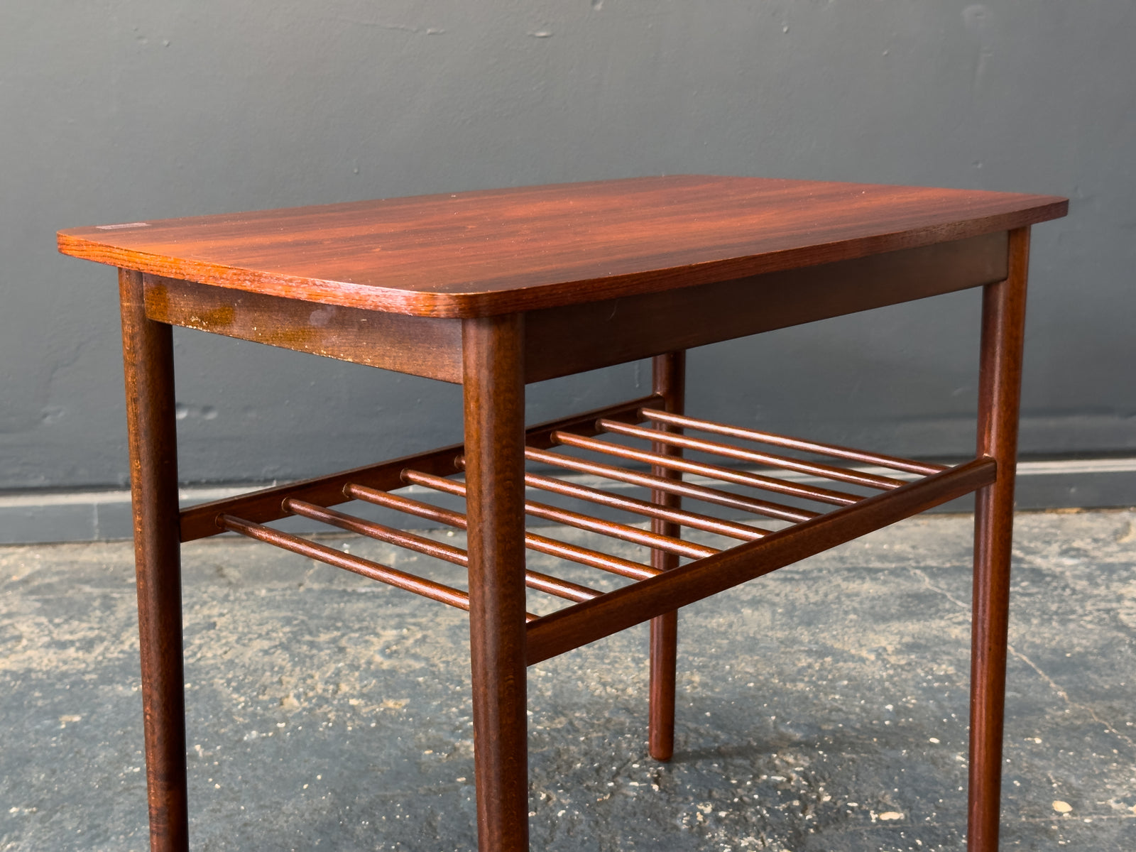 Rosewood Side Table with Slatted Shelf