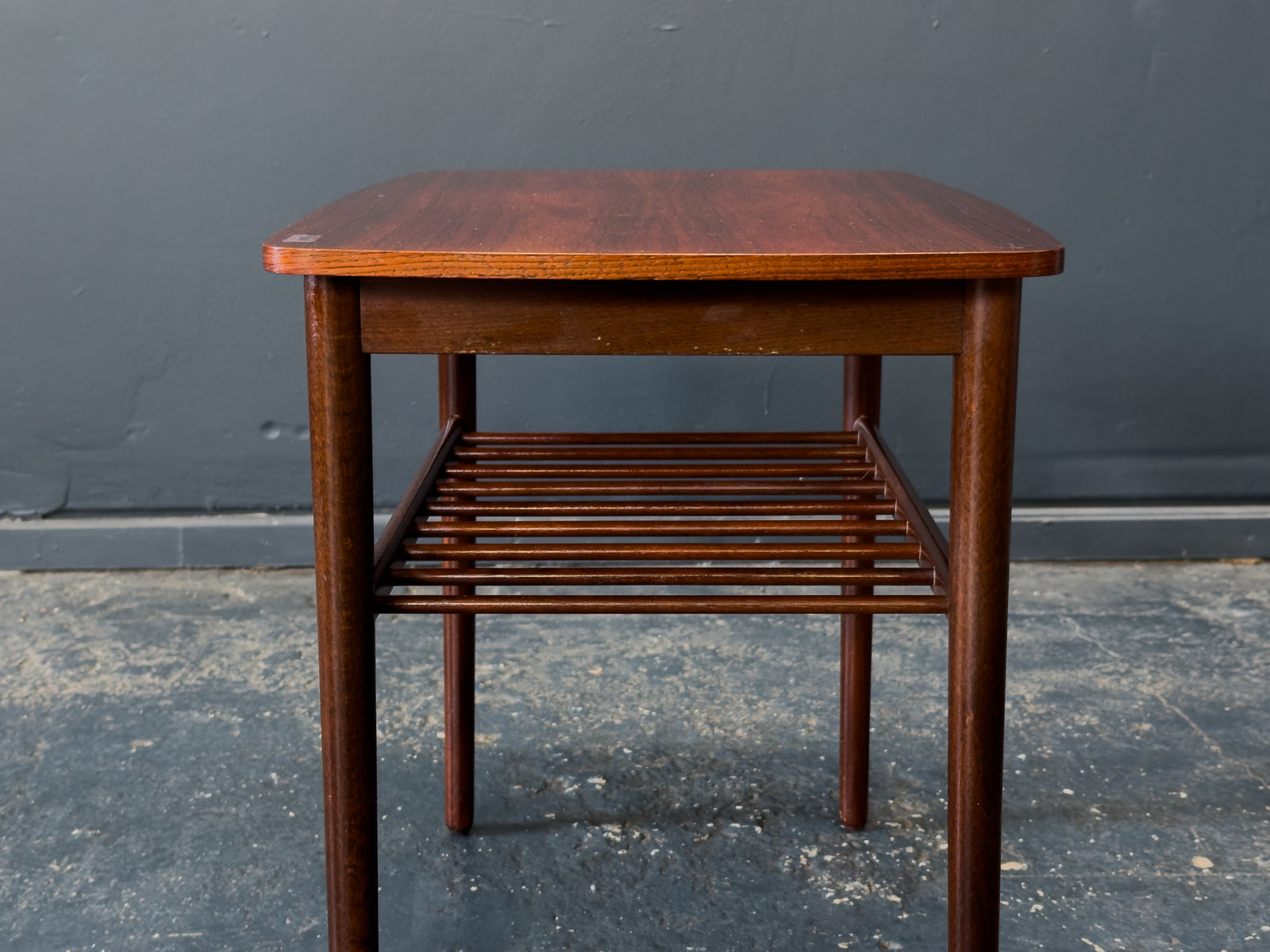 Rosewood Side Table with Slatted Shelf