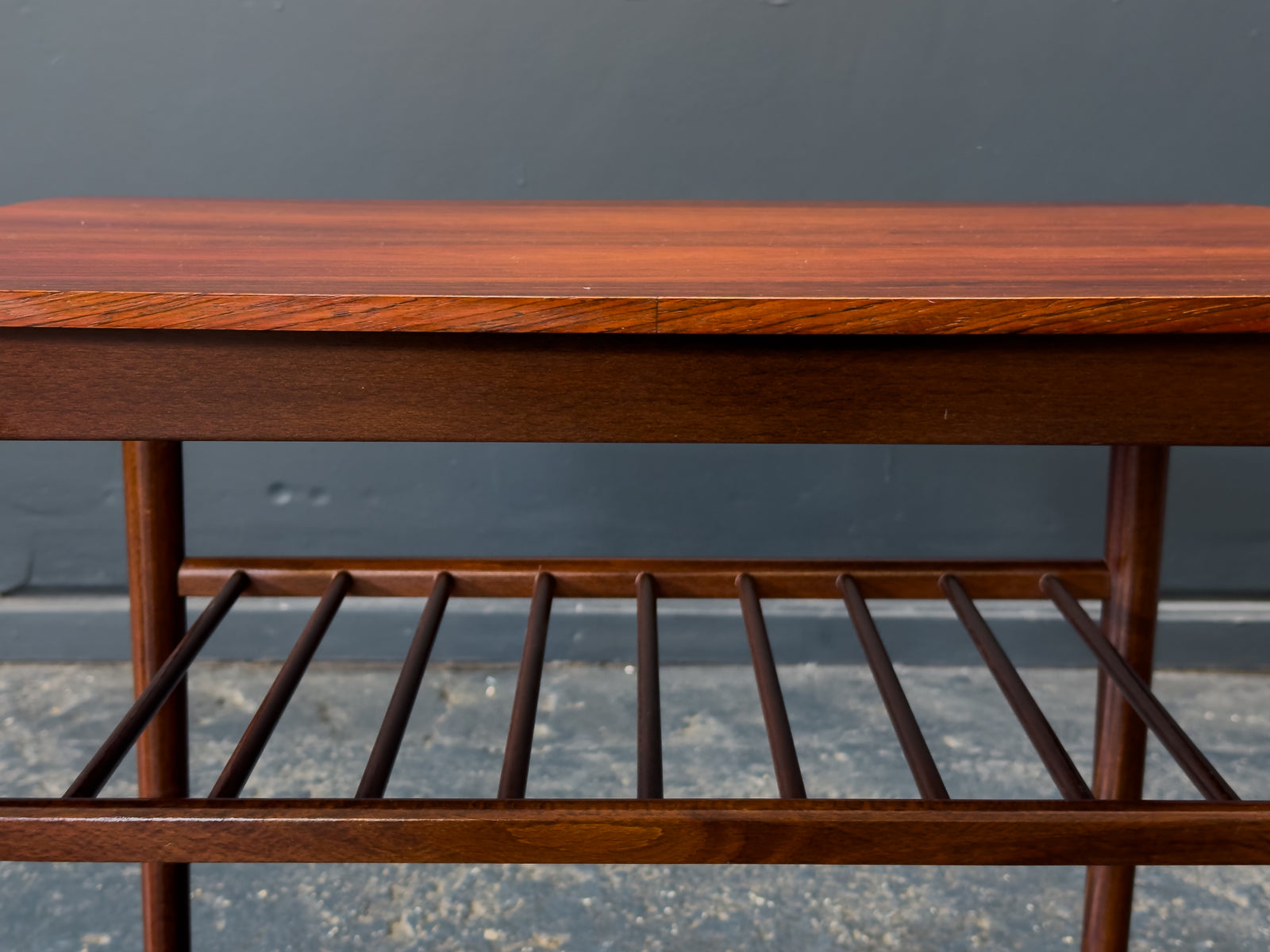 Rosewood Side Table with Slatted Shelf