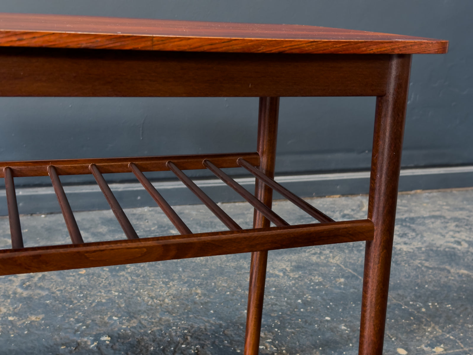 Rosewood Side Table with Slatted Shelf
