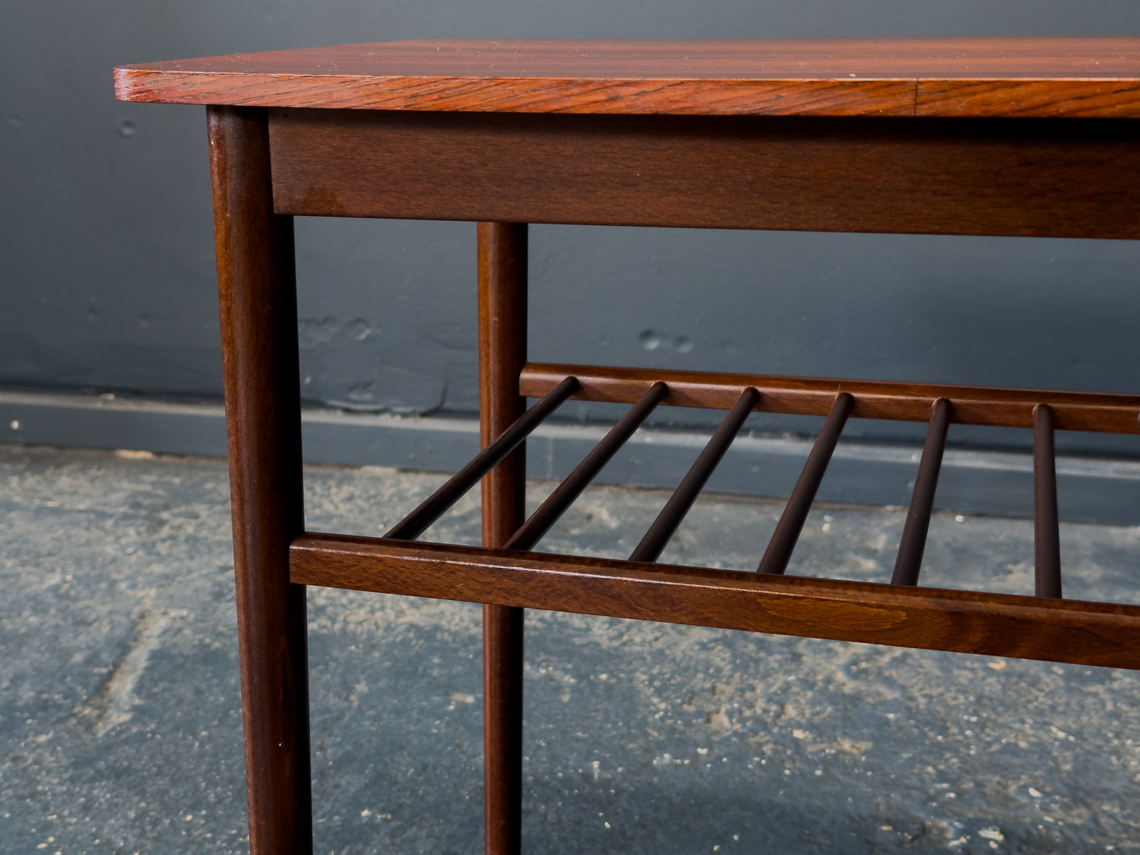 Rosewood Side Table with Slatted Shelf