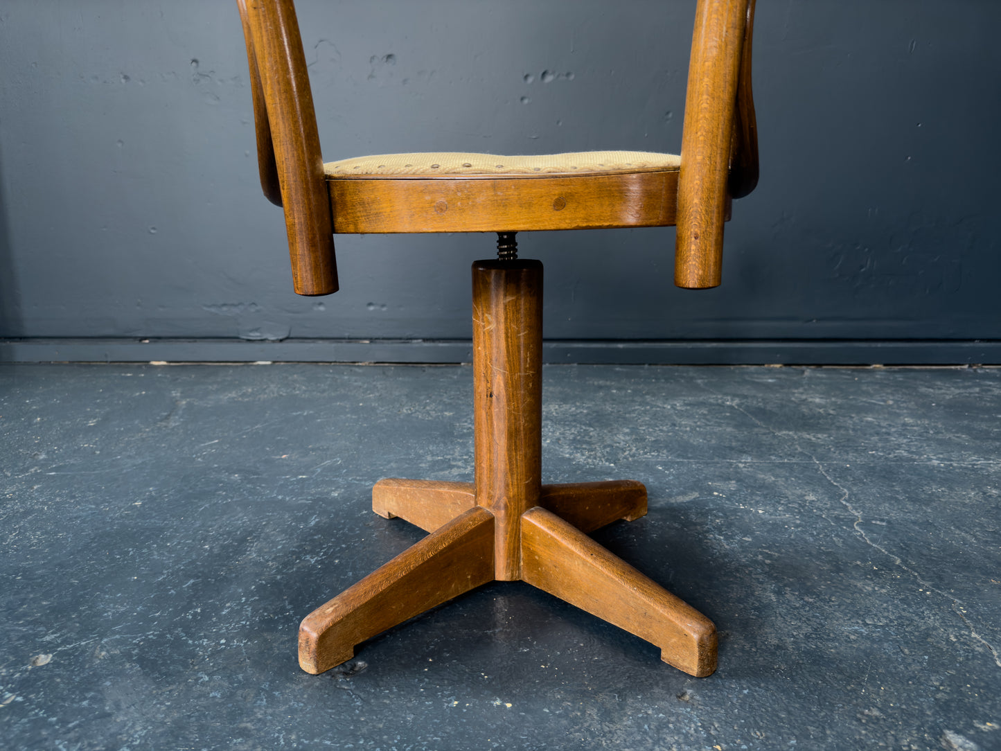 Oak Swivel Chair with Tapestry Seat