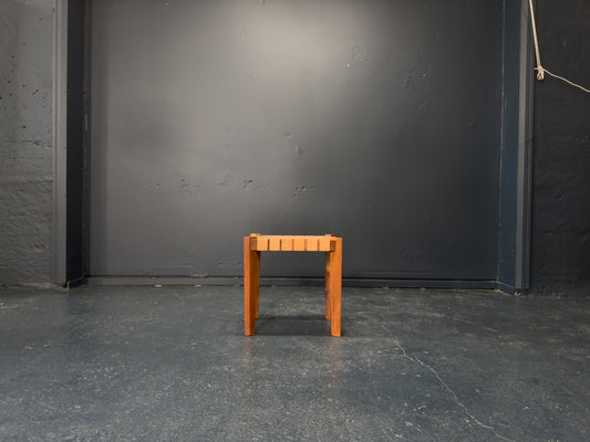 Woven Leather Teak Stool