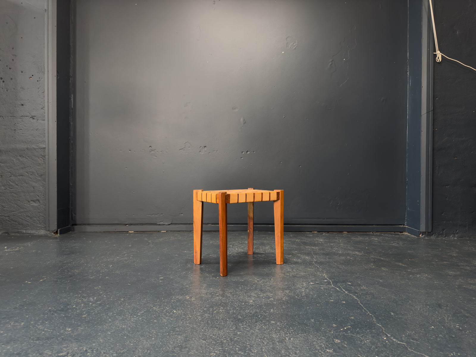 Woven Leather Teak Stool