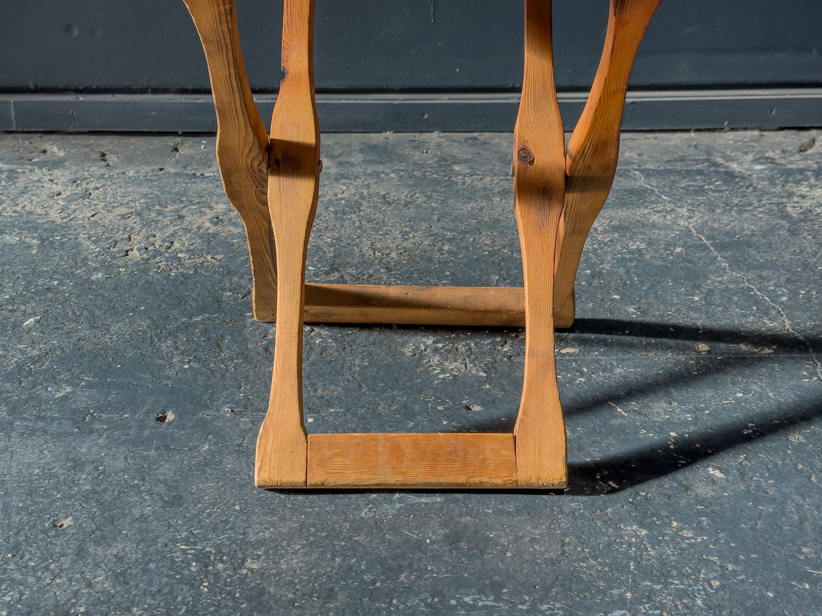Leather and Pine Folding Stool