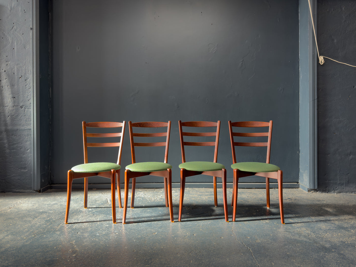 Set of 4 Green Upholstered Dining Chairs