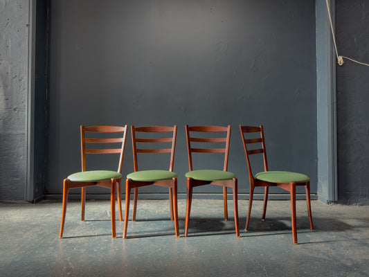 Set of 4 Green Upholstered Dining Chairs