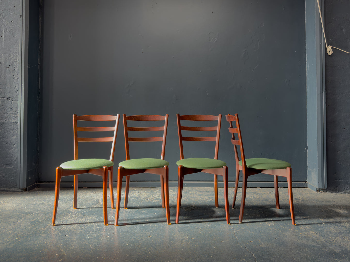 Set of 4 Green Upholstered Dining Chairs