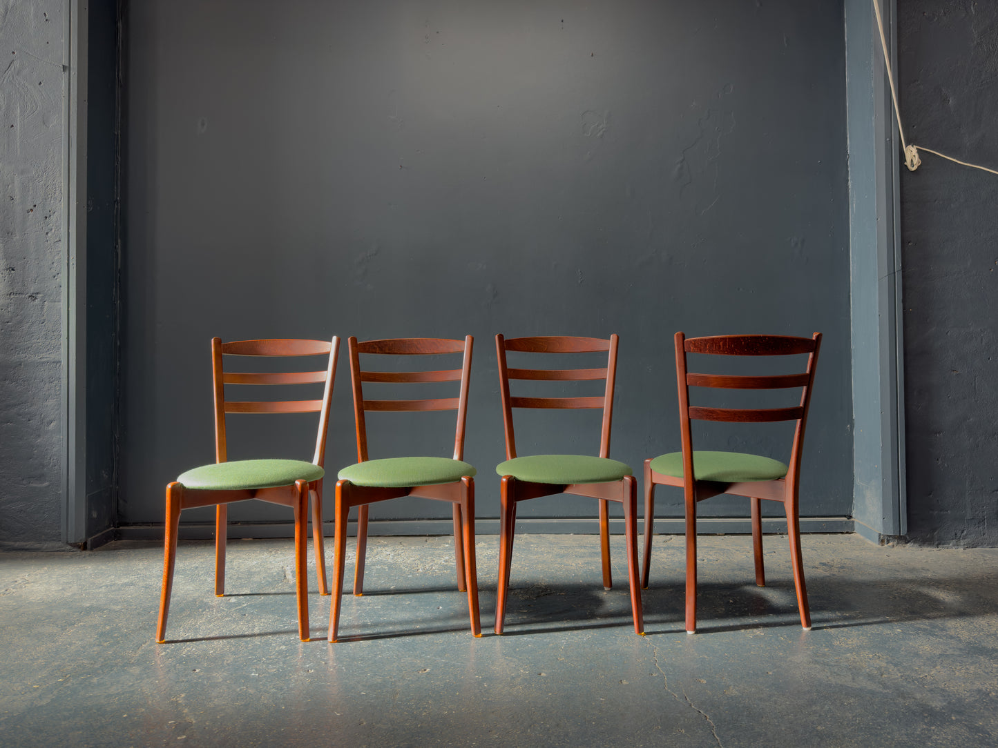 Set of 4 Green Upholstered Dining Chairs