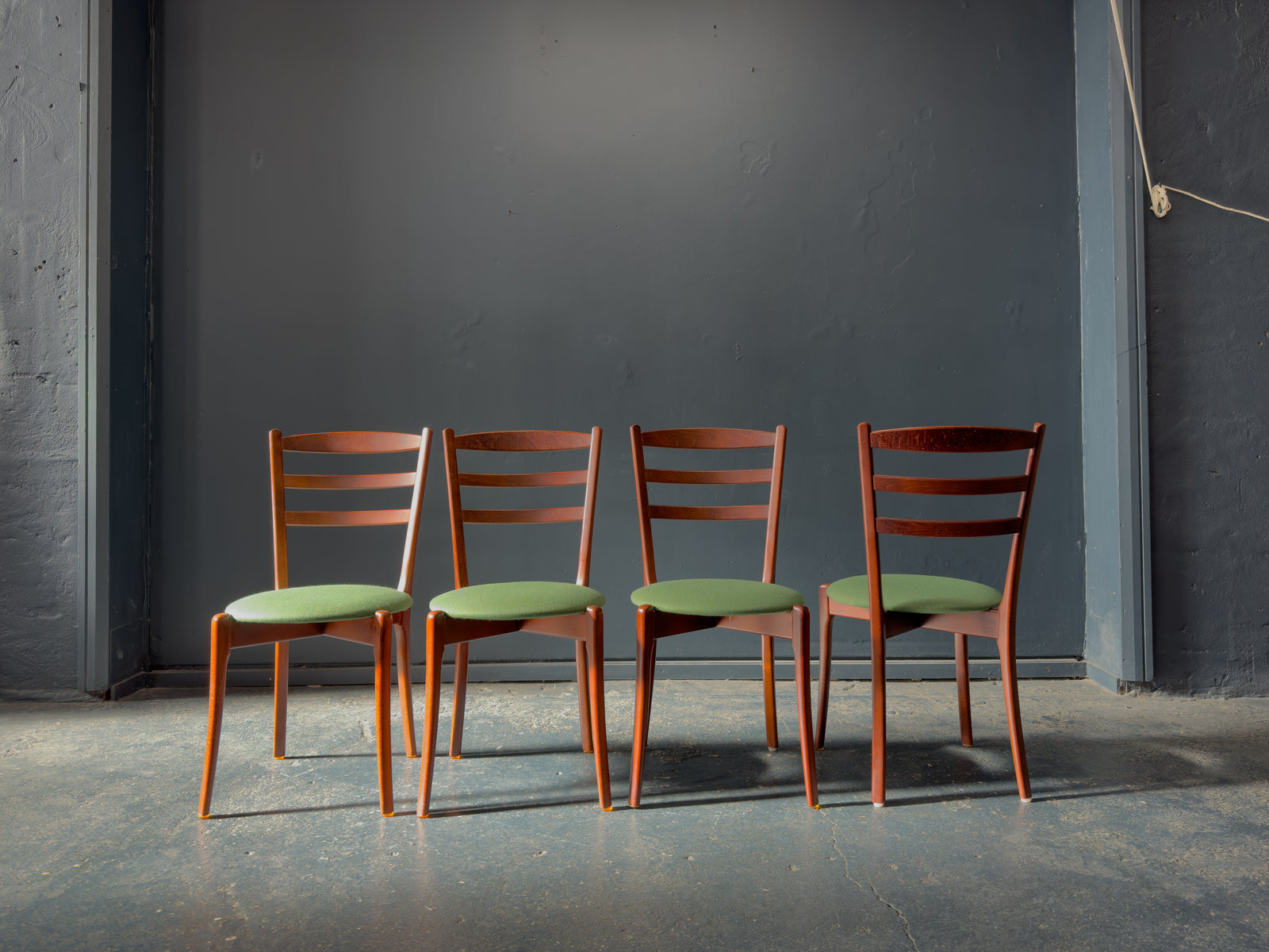 Set of 4 Green Upholstered Dining Chairs