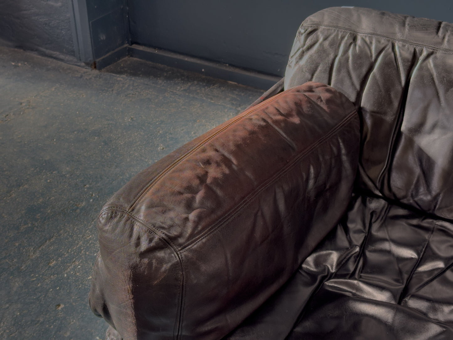 Large Black Leather Slouch Armchair